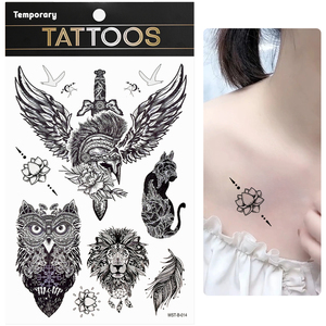 Pegatinas de tatuajes temporales de <span class=keywords><strong>manga</strong></span> de medio brazo grande, arte corporal de animales salvajes de tigre de <span class=keywords><strong>flores</strong></span> para mujer hombre hermoso maquillaje Sexy - Product Image 4