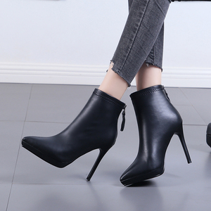 Autumn and Winter 2025 New Pointed Super High Heel Ankle Boots Thin Heel Sexy Single Boots - Product Image 3