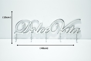 Luxury Silver "Dolce Vita" <b>Wall</b> Mounted <b>Coat</b> Hook <b>Rack</b> for Clothes Hanger and Entryway Key Holder Available at Wholesale Price - Product Image 2