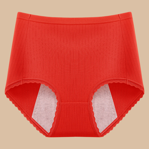 Mutandine da donna a vita alta in maglia tinta unita, traspiranti, antibatteriche, anti-perdita mestruale, taglie forti, eleganti - Product Image 4