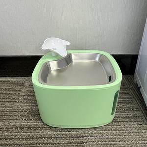 Mèo đài phun nước vật nuôi uống nước Quả với bộ lọc thép không gỉ uống khay vật nuôi nước Bát ăn màu xanh lá cây - Product Image 2