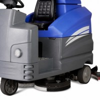 Autolaveuse autoportée grande surface avec système à double brosse et balai large pour le nettoyage des supermarchés et des centres commerciaux