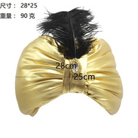 Sombreros indios dorados y de colores brillantes, sombreros étnicos con plumas, pañuelos para la cabeza europeos y americanos, sombreros divertidos, sombreros árabes