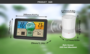 Station météo extérieure professionnelle DCF Radio horloge enregistreur de température intérieure <span class=keywords><strong>pluviomètre</strong></span> couleur affichage Max Min plastique ODM - Product Image 6