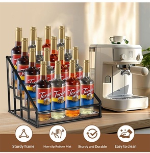Estante de Almacenamiento de <span class=keywords><strong>Vino</strong></span> y Condimentos de Hierro de <span class=keywords><strong>Cuatro</strong></span> Niveles, No Plegable, Multiusos, Simple y Moderno para Cocina - Product Image 1