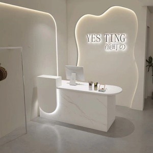 Mostrador de Recepción Moderno y Minimalista para Salón de Belleza, Bar o Tienda, con Caja Registradora Pequeña, Color Personalizado - Product Image 6