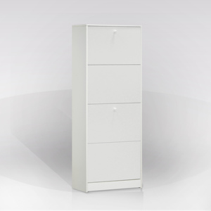Zapatero con 4 puertas abatibles, modelo multiusos, 62x18 cm, altura 148 cm, blanco - Product Image 1