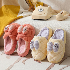 Nouvelle Arrivée - Chaussons d'Hiver Chauds en Fourrure pour Femmes avec Nœud, Antidérapants, Doux et Moelleux, Semelle EVA - Product Image 5