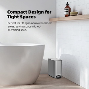 5 lít hình chữ nhật mỏng đạp Thùng rác bin kim loại phòng tắm rác có thể với im lặng đóng nắp - Product Image 2