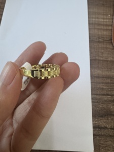 Duyizhao Nouvelle conception <span class=keywords><strong>Bague</strong></span> en <span class=keywords><strong>or</strong></span> plaqué 14 carats de style Rollie Presidential avec bande texturée pour hommes et femmes Bijoux - Product Image 2