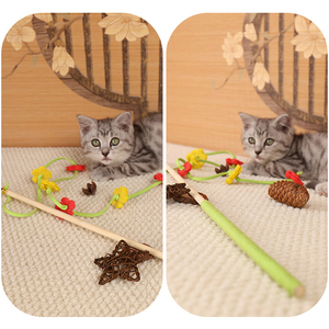 Jouet pour chat Loofah avec long manche et clochette, jouet interactif durable et résistant à la mastication pour chatons et animaux de compagnie - Product Image 3