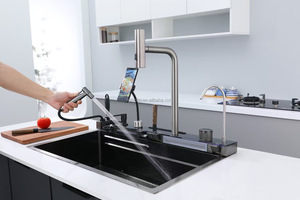 Sang trọng thông minh thác nước bồn rửa nhà bếp hiện đại chức năng duy nhất Bát bồn rửa nhà bếp cao cấp thiết kế mới Bồn Rửa Nhà Bếp - Product Image 3