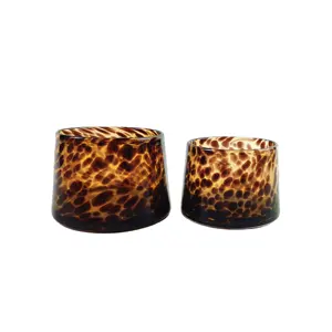 Speckled Mexican Glass Candle Holder/T-light Candle Holder/Leopard