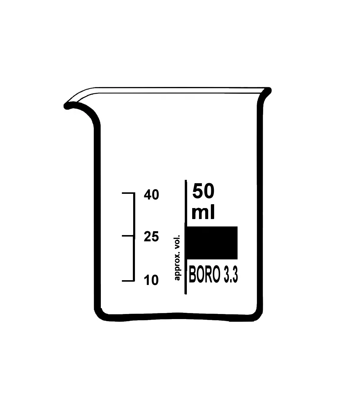 Boro 3,3 de laboratorio de vidrio pyrex bajo forma vasos 25ml 50ml 100ml 250ml 500ml