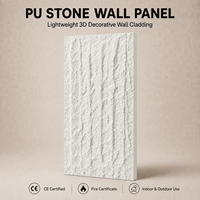 Panel Dinding 3D Anti Air MORLENX Putih PU Faux Stone Tekstur Tebing Vertikal untuk Proyek Eksterior Villa & Proyek Hospitality