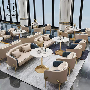 Sang Trọng Cao cấp Vòng Thiêu Kết Đá Cong Da Kim Loại Khung Khách Sạn Nhà Hàng Đồ Nội Thất Sofa Bảng Và Ghế Cho Cà Phê Cửa Hàng - Product Image 5