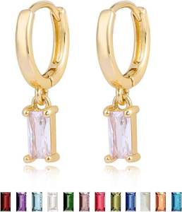 Vendita all'ingrosso personalizzata 925 ago in argento semplice moda rettangolare varietà di zircone colorato in <span class=keywords><strong>orecchini</strong></span> gioielli - Product Image 6