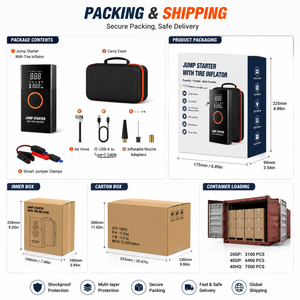 14.8V Portable Jump Starter Tire Inflator <b>Car</b> Battery Booster 150PSI Air Compressor LED Light SOS Power Bank OEM ODM Factory Pro - Product Image 5