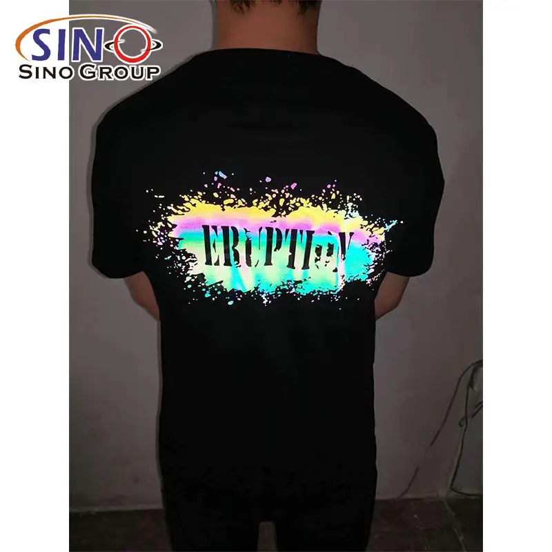 HTV Hot Pressão De Transferência Da Imprensa do Calor T-shirt Roupas Têxteis Tecido de Algodão Rainbow Reflexivo Vinil De Transferência De Calor Para O T-shirt