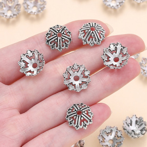 Capuchons de perles en alliage de zinc, forme fleur, argent antique, creux, pour la fabrication de colliers, accessoires de bijoux DIY - Product Image 3