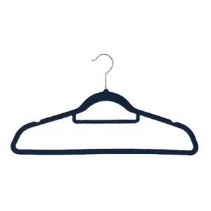 Wholesale Premium Black Space Save Non-slip Velvet Fabric Hangers Classic Velvet Hangers For Cloths