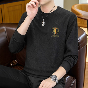 Pull jacquard classique pour homme, automne-hiver, à manches longues, coupe ample, avec logo de marque tendance - Product Image 4