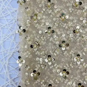 Sequin Mesh Fabric 100% Polyester Sequin Net Fabric Sequins French Lace Fabric For Luggage Women Clothing Dress