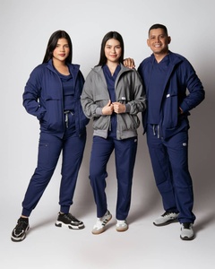 NIAAHINN Vente en gros – Uniforme de salon de beauté trois pièces couleur unie à prix réduit – Blouse unisexe extensible pour clinique et infirmière – Blouses médicales personnalisées - Product Image 3