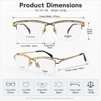 Lunettes de lecture pour femmes en titane pur, montures de luxe semi-cerclées carrées, anti-lumière bleue, légères, transparentes
