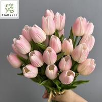 Bunga Tulip Putih Buatan 35CM 7 Tangkai, Sentuhan Realistis, Bunga Tulip Kecil Coklat untuk Dekorasi Pernikahan dan Rumah