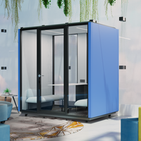 Cabine Acoustique Individuelle pour Réunions, Espace Privatif Audio, Verre Double Vitrage, Éclairage LED, Modulaire pour Bureaux