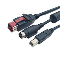 Câble d'alimentation USB vers USB-B mâle 24V DIN 3 broches avec conducteur en cuivre pour serveurs et imprimantes avec verrouillage automatique