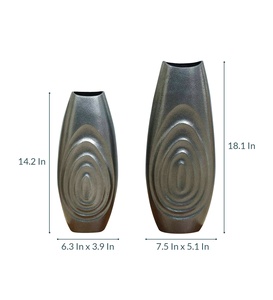 Florero de aluminio con diseño de onda plateada, fabricante al por mayor, venta directa de fábrica, uso para casa, Hotel, restricción, boda, moderno, el mejor - Product Image 3