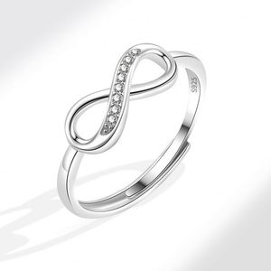Anillo De Ansiedad Platinum Plated Women <b>Adjustable</b> Intertwined 8 Shape <b>Ring</b> Figure Infinity Sign <b>Ring</b> Cubic Zirconia <b>Ring</b> - Product Image 1