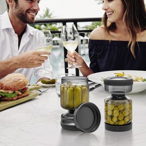 Recipientes de Plástico para Almacenamiento de Alimentos, Separación de Líquidos y Sólidos, Tarro para Encurtidos con Colador Abatible - Product Image 2
