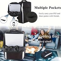 Sac à dos portable étanche en EVA pour console de jeu PS5, léger, antichoc, grande capacité, pochette pour manette, double bandoulière