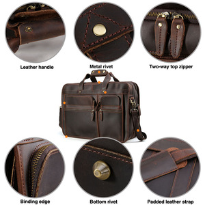 TIDING vente chaude grande capacité Vintage marron clair rétro Crazy Horse <span class=keywords><strong>cuir</strong></span> sac de messager hommes mallette pour ordinateur portable sac - Product Image 5