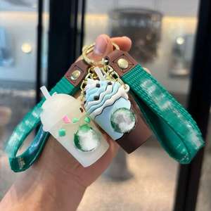 Llavero Creativo 3D de PVC con Diseño de Oso de Helado y Taza de Café <span class=keywords><strong>Boba</strong></span>, Colgante de Plástico para Mochila, Llaves de Coche, Regalos para Parejas - Product Image 2