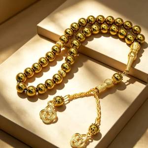 Tasbih de Hematita Lisa y Redonda de 10 mm, 33 Cuentas de Piedra Energética para Sanación, Cuentas de Oración Islámicas para Hombres y Mujeres, Étnicas YASEEN - Product Image 1