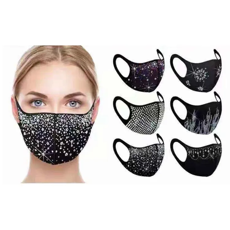 Nieuwe Bling Crystal Facemask Crystal Rhinestone Gezicht Masking Voor Party Kleurrijke Sequin Ademen Masking