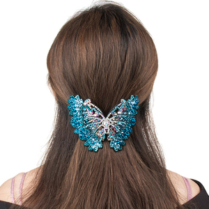 Épingles à cheveux en cristal pour femmes, Barrettes tendance en <span class=keywords><strong>strass</strong></span>, grand papillon, HX-129 - Product Image 1