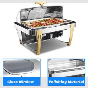 Hotel Banquet Electric Food Warmer Oblong Chafing Dish <strong>with</strong> Stainless Steel <strong>Buffet</strong> <strong>Tray</strong> &amp; Glass <strong>Lid</strong> - Product Image 3