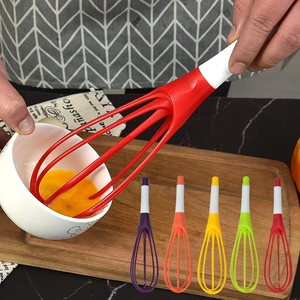 1 pièce Fouet à œufs manuel rotatif multifonctionnel en plastique et silicone, mini outil de cuisine écologique pour la pâtisserie - Product Image 3
