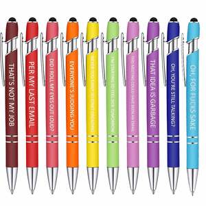 Juego de 10 Bolígrafos Personalizados Inspiradores - Bolígrafo Motivacional con Punta Táctil, Regalos Divertidos de Oficina para Mujeres y Compañeras de Trabajo - Product Image 1
