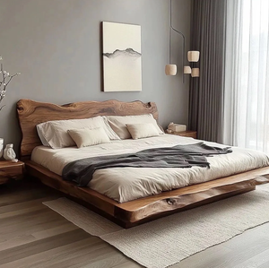 <span class=keywords><strong>Letto</strong></span> in Legno Massello Stile Japandi Personalizzato con Testiera a Doghe Allungata, <span class=keywords><strong>Letto</strong></span> King Size Moderno e Lussuoso per Progetti di Hotel Boutique - Product Image 4