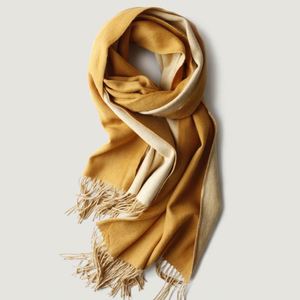 Écharpe en cachemire tricotée automne-hiver, véritable châle en laine double face, double usage, épais, à motif ondulé, deux châles traditionnels - Product Image 1