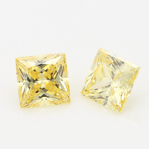 Vente en gros d'usine, pierres de zircone cubique de qualité 5A, taille princesse carrée, couleur jaune clair, pour la fabrication de bijoux - Product Image 2