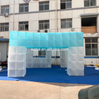 Tenda Gonfiabile Trasparente per Bar/Disco da Esterno con Illuminazione LED, Colori Personalizzabili, Design a Cubo; Ideale per Feste in Discoteca