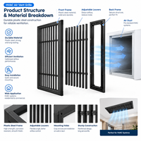 Grille d'aération carrée en acier plastique de style rideau, design moderne et fin, diffuseur d'air frais durable pour CVC, pour mur/plafond
