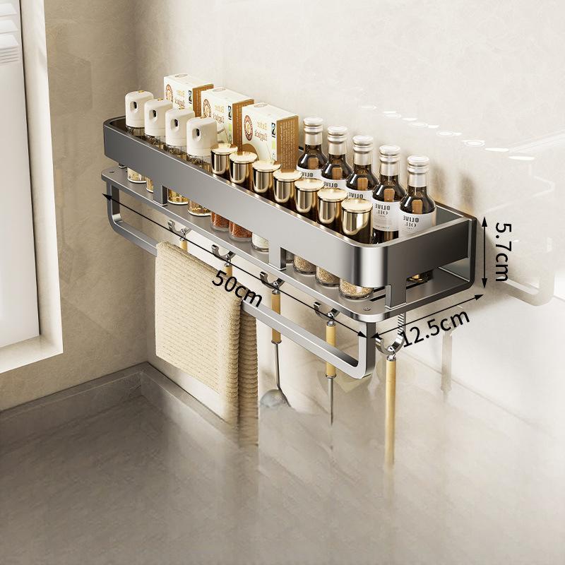 [Grey] Single layer 50cm hook and rod storage rack
